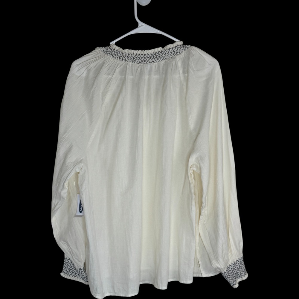 Old Navy Womens White Gauze Embroidered V Neck Long Sleeve Blouse Top Size L - Picture 7 of 12